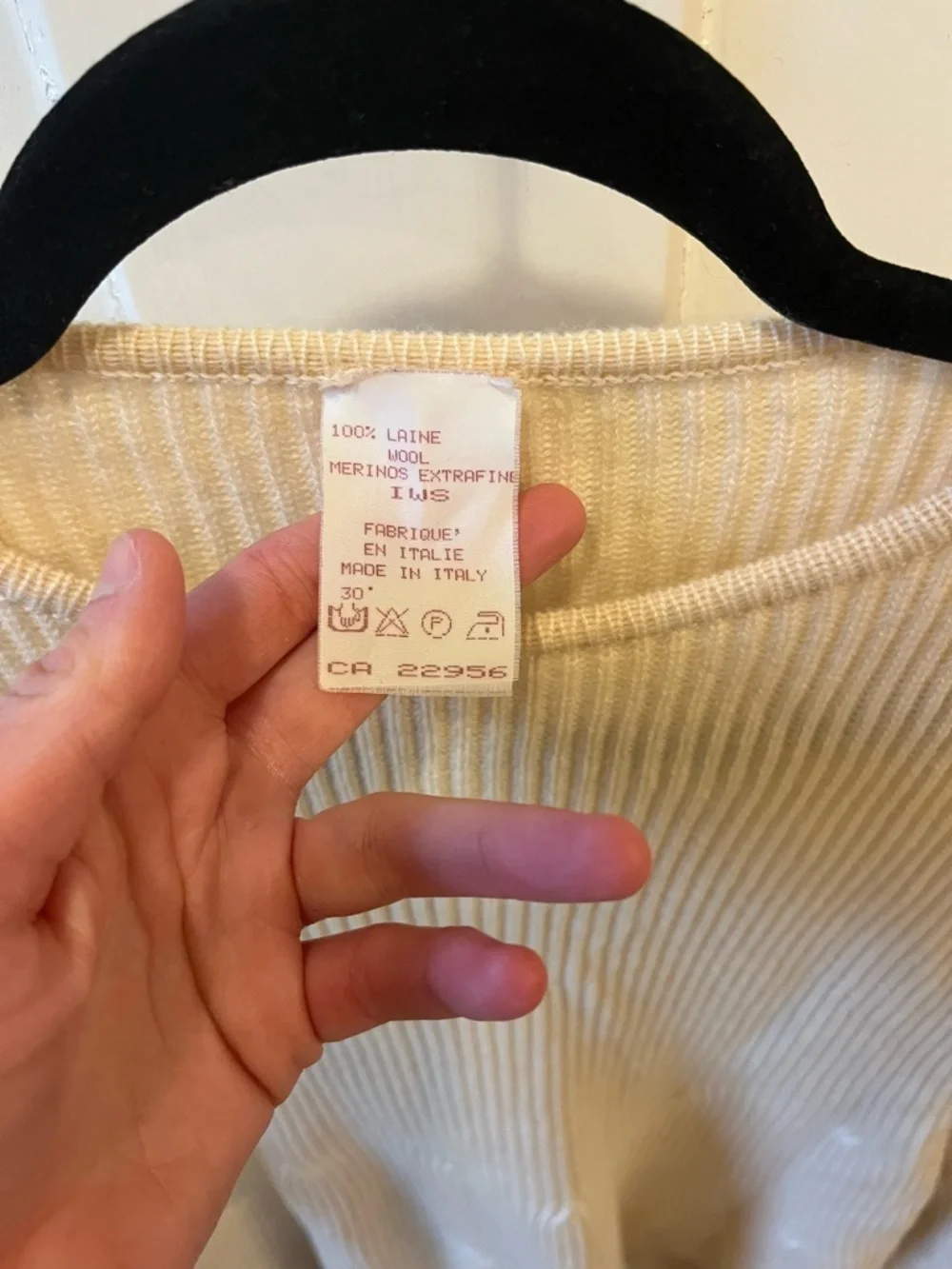 Vintage Made in Italy 100% Wool Knot Sweater Cream Large - XL